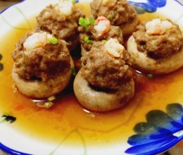 虾仁肉丸酿口蘑—冬季暖身的做法
