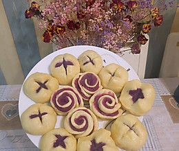 紫薯馒头&玫瑰花卷的做法