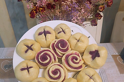 紫薯馒头&玫瑰花卷