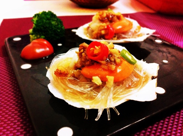 Scallops with vermicelli