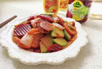 红菜头腊肠片的做法