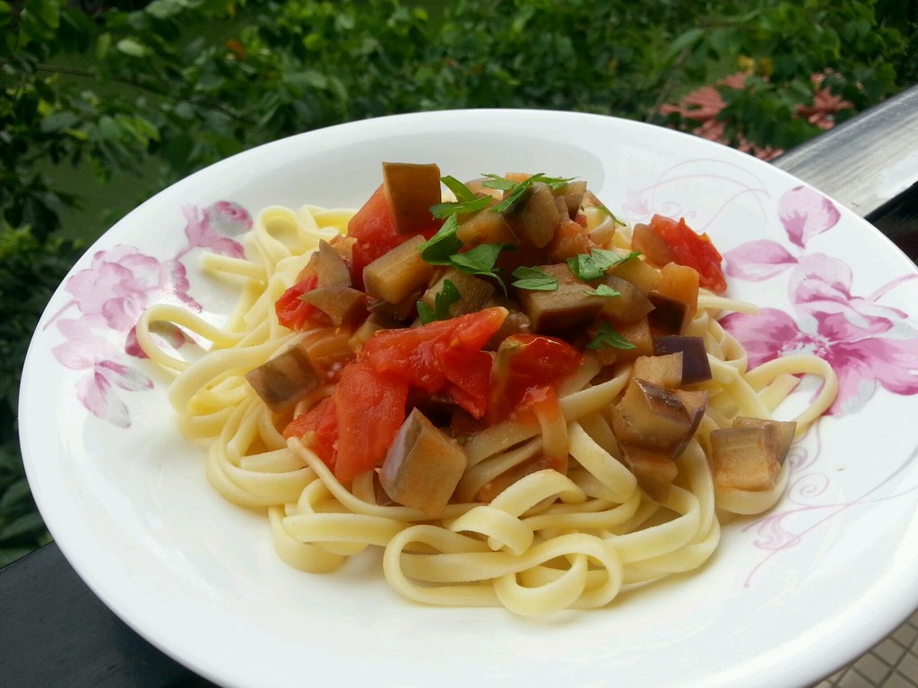 [vegetarian cooking] double eggplant pasta