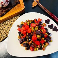一道艳丽的甜菜根炒双豆（毛豆和土豆） 净素食的做法图解11