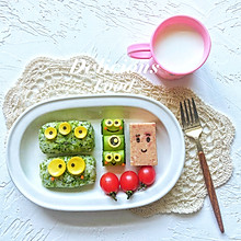 #换着花样吃早餐#大眼蛙卡通饭团