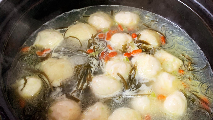 手工虾丸海带粉丝汤