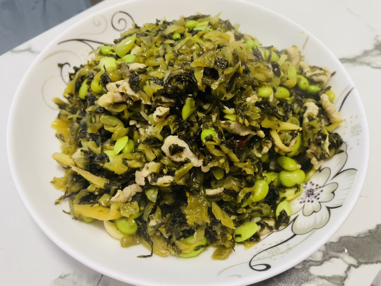 雪菜青豆肉丝的做法
