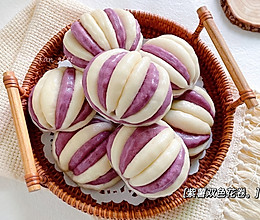 简单易做‼️快手紫薯双色花卷的做法