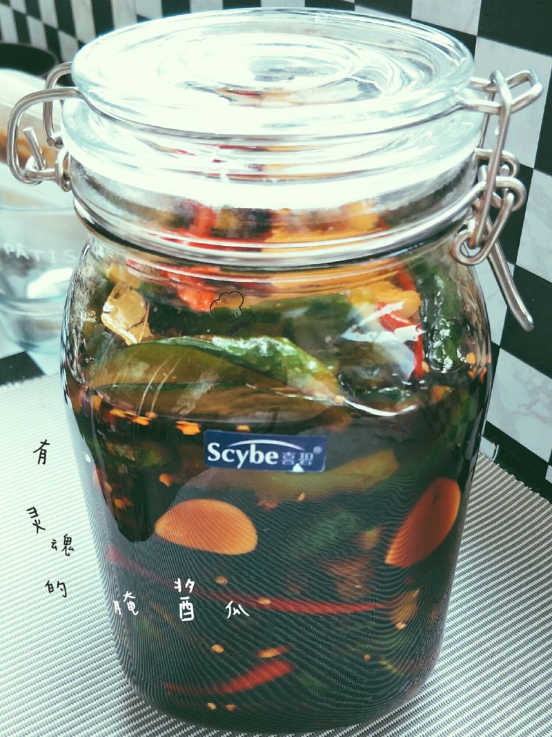 Pickled crispy and spicy cucumber