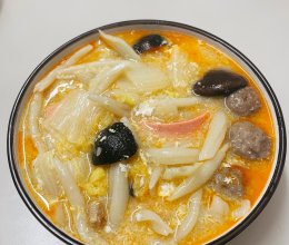 菜饭二合一：白菜香菇鸡蛋面疙瘩的做法