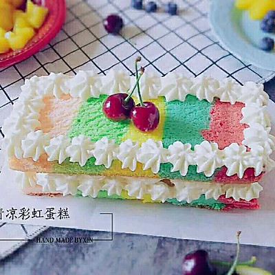 有颜值的清凉彩虹蛋糕