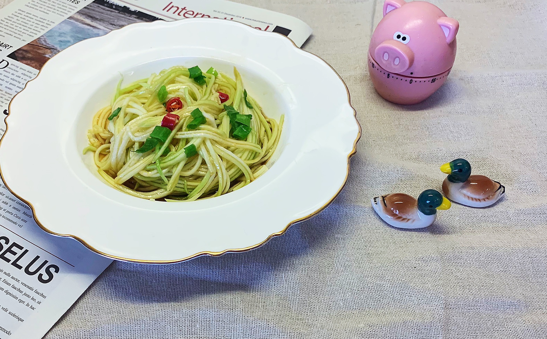 Stir fried shredded zucchini