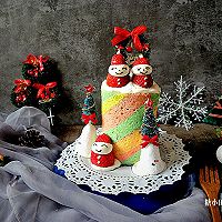 #令人羡慕的圣诞大餐#圣诞彩虹蛋糕的做法图解35