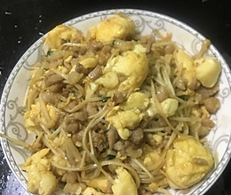 日本豆腐金针菇炒肉末的做法