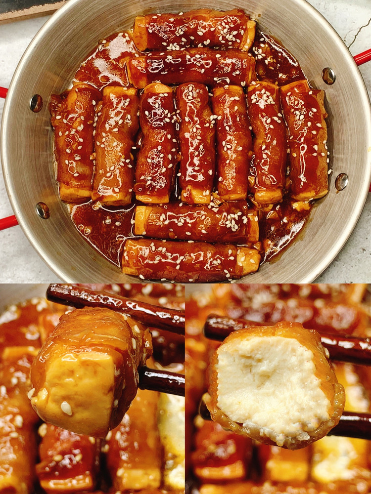 酱汁浓郁贼好吃又美味的肥牛豆腐卷～绝了的做法