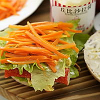 #丘比三明治#蟹柳滑蛋时蔬汉堡的做法图解11