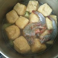 鸡汁油豆腐虾汤#太太乐鲜鸡汁蒸鸡原汤#的做法图解8