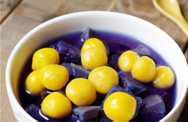 膳食纤维：紫薯金瓜圆