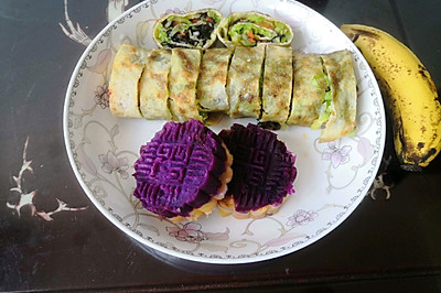 减脂餐蔬菜卷加双色糕