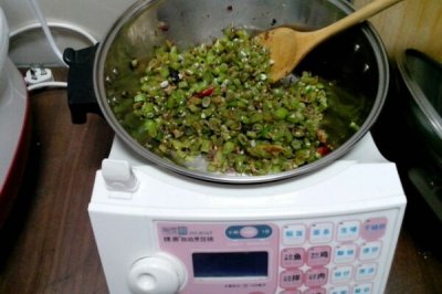 自动锅菜谱 榄菜肉末四季豆