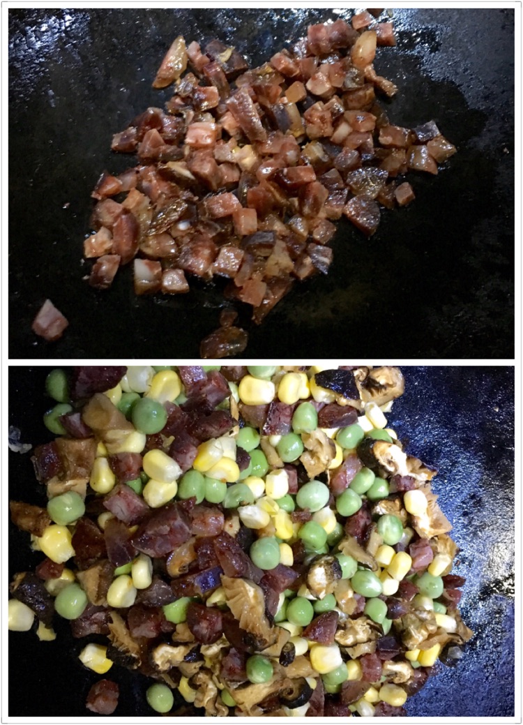 豌豆香肠饭的做法图解2