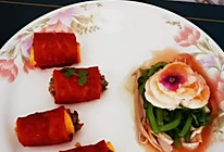 健康早餐：茼蒿虾仁杏鲍菇塔，培根芝士烤海苔饭团的做法