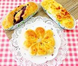有颜值更美味的蜂蜜紫薯面包卷and香草椰蓉面包卷的做法