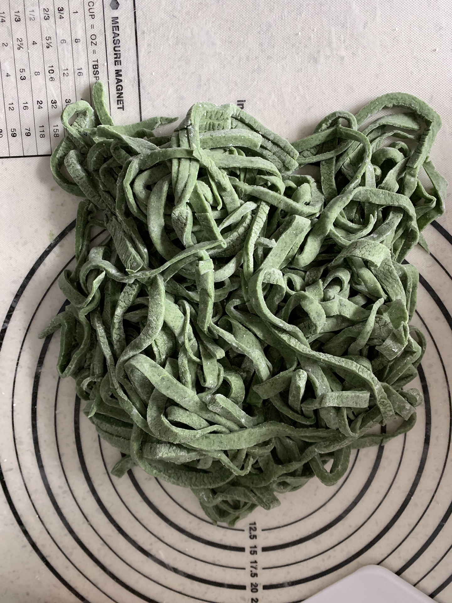 Hand made spinach noodles