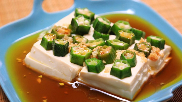 油淋秋葵嫩豆腐－迷迭香