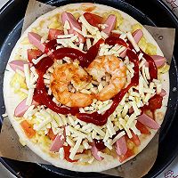爱的味道浓情厚芝士烤虾披萨的做法图解5