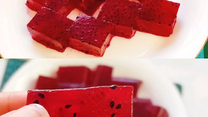 无添加自制火龙果果冻