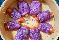 #一蔬一饭皆告白#爱在二月紫薯香肠花型卷的做法