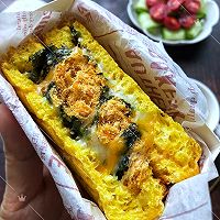 ㊙️三分钟搞定‼️热压肉松黄金双酪南瓜三明治的做法图解4