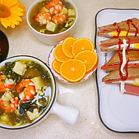 #东古家味美食#虾仁豆腐海带汤，三明治的做法图解1