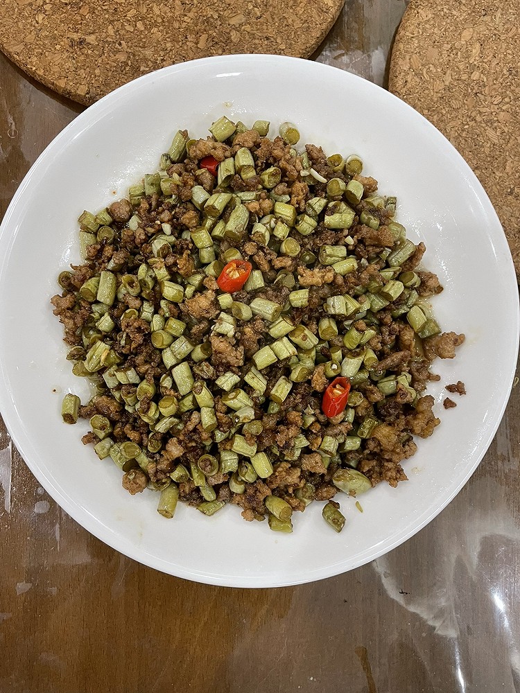 酸豆角炒肉末（1-2人份）的做法
