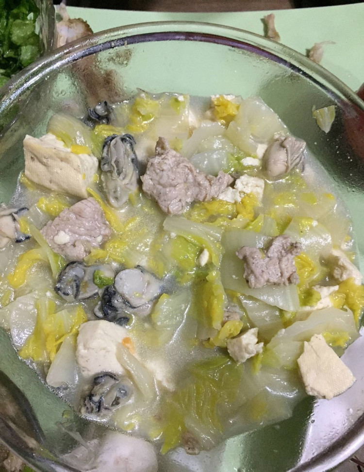 大白菜炖豆腐海蛎子的做法