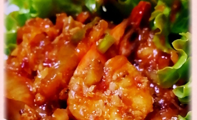 韩式泡菜炒虾