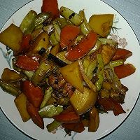 土豆胡萝卜豆角鸡块乱炖的做法图解1
