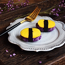 #百变水果花样吃#紫薯芒果奶香饭团