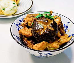 珐琅锅之香菇黄焖鸡（附带花卷）的做法