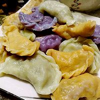 紫绿橙彩色肉馅水饺的做法图解6