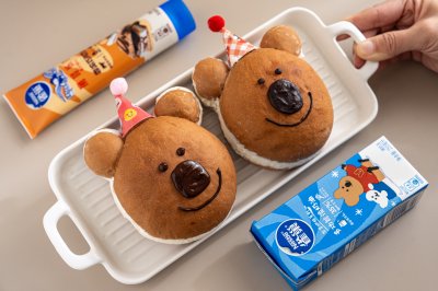 小熊奶油炼乳面包 | 和孩子一起DIY
