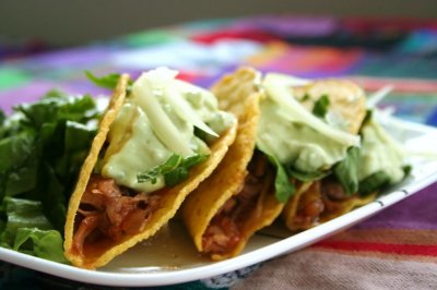 tacos and avocado cream