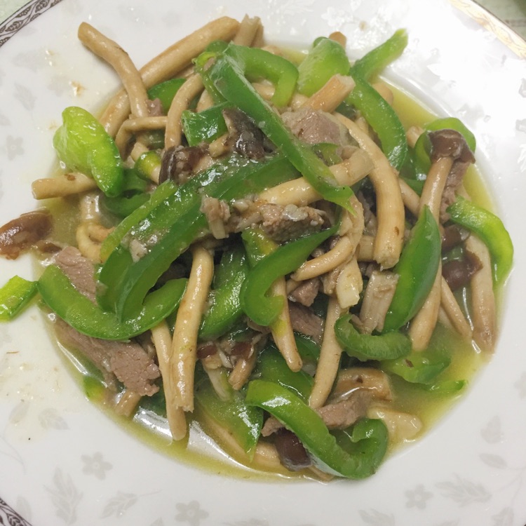 青椒肉丝炒茶树菇【家常小炒】的做法图解4