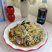 家常黄豆芽炒肉片