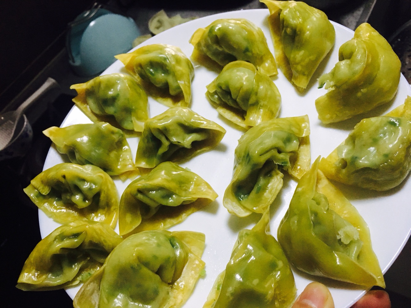 Wonton with whitebait and celery