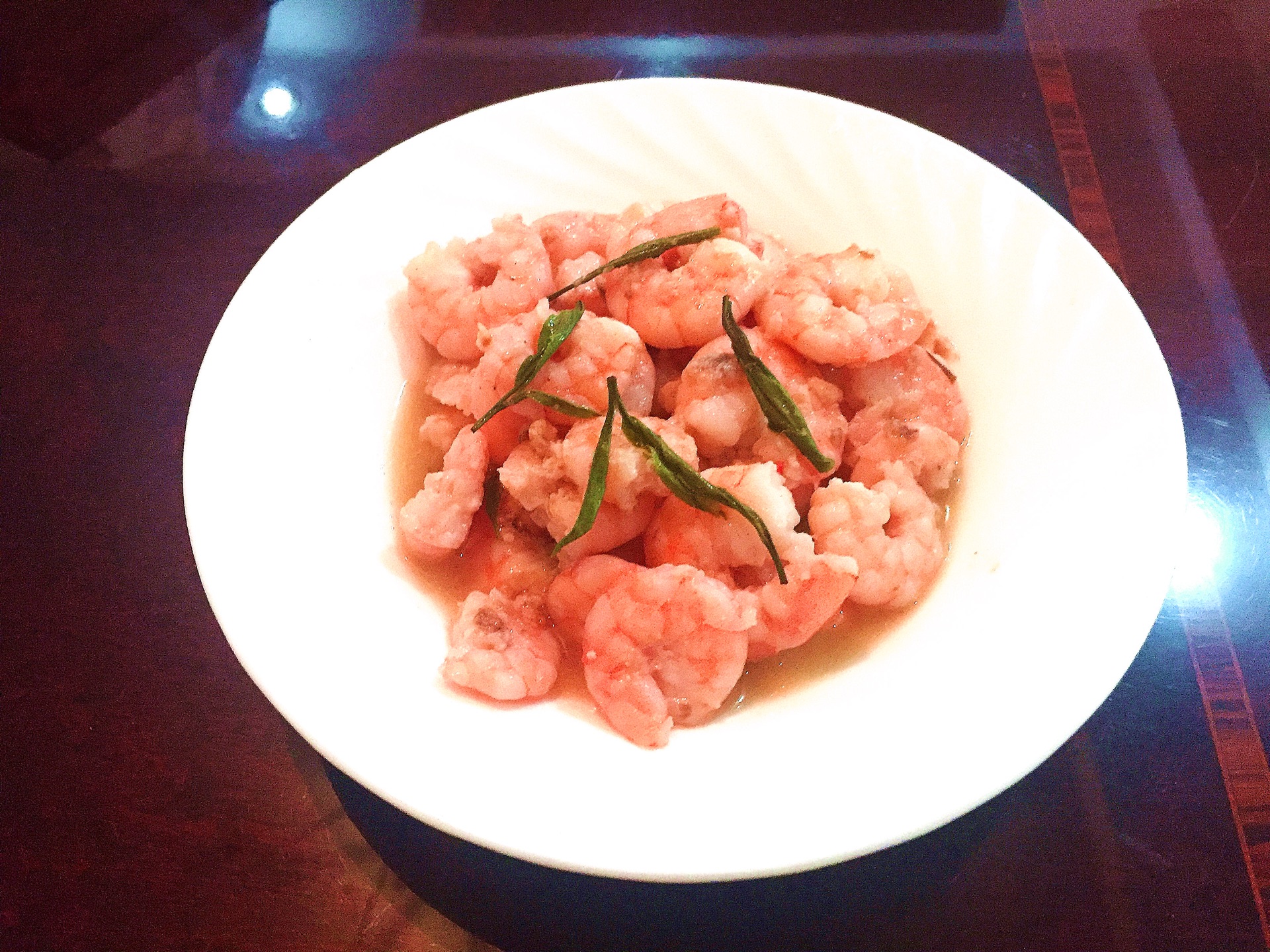 Shrimp with purple bamboo shoots
