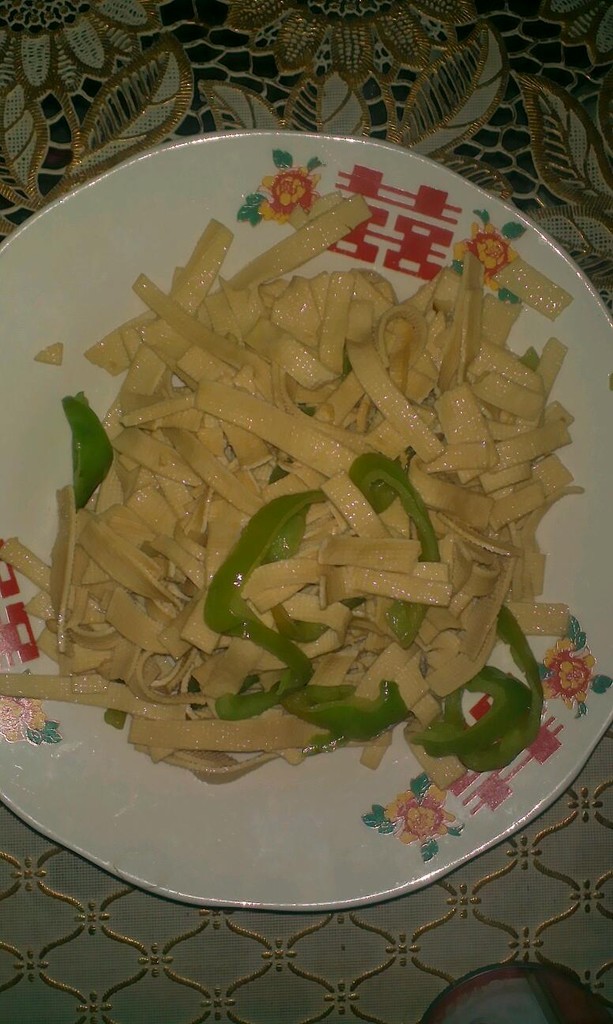 Stir fried bean skin with green pepper