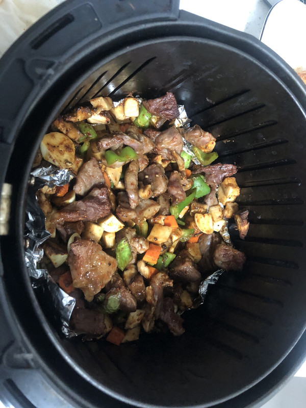 空气炸锅版黑胡椒杏鲍菇牛肉粒