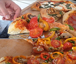 披萨制作全过程（下）田园素披萨、鲜虾芦笋披萨、意大利香肠披萨的做法