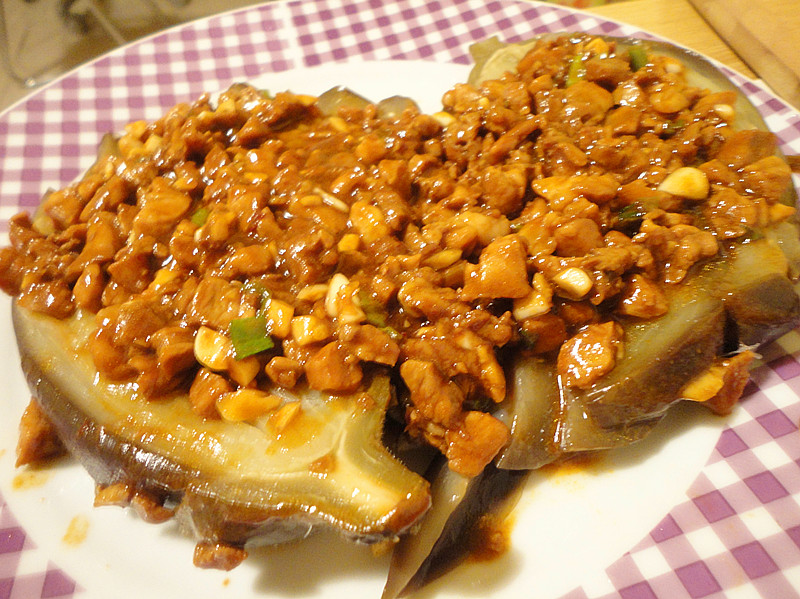 蒜香肉丁蒸茄子